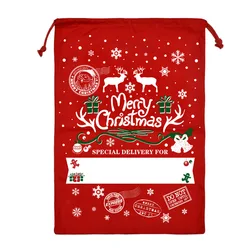 Colorful Gift Bag 50*70cm Cotton Canvas Merry Christmas Stocking Santa DIY Drawstring Socks For Kids Big Size Holder New Year