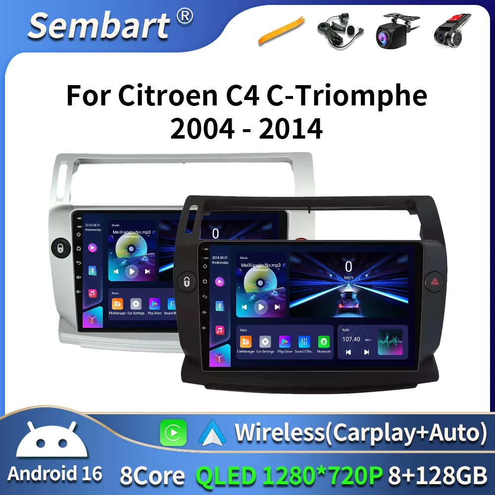 

Android 16 Car GPS multimedia radio Android video player 4G DSP Carplay Suitable for Citroen C4 C-Trimphe C-Quarte 2004-2014