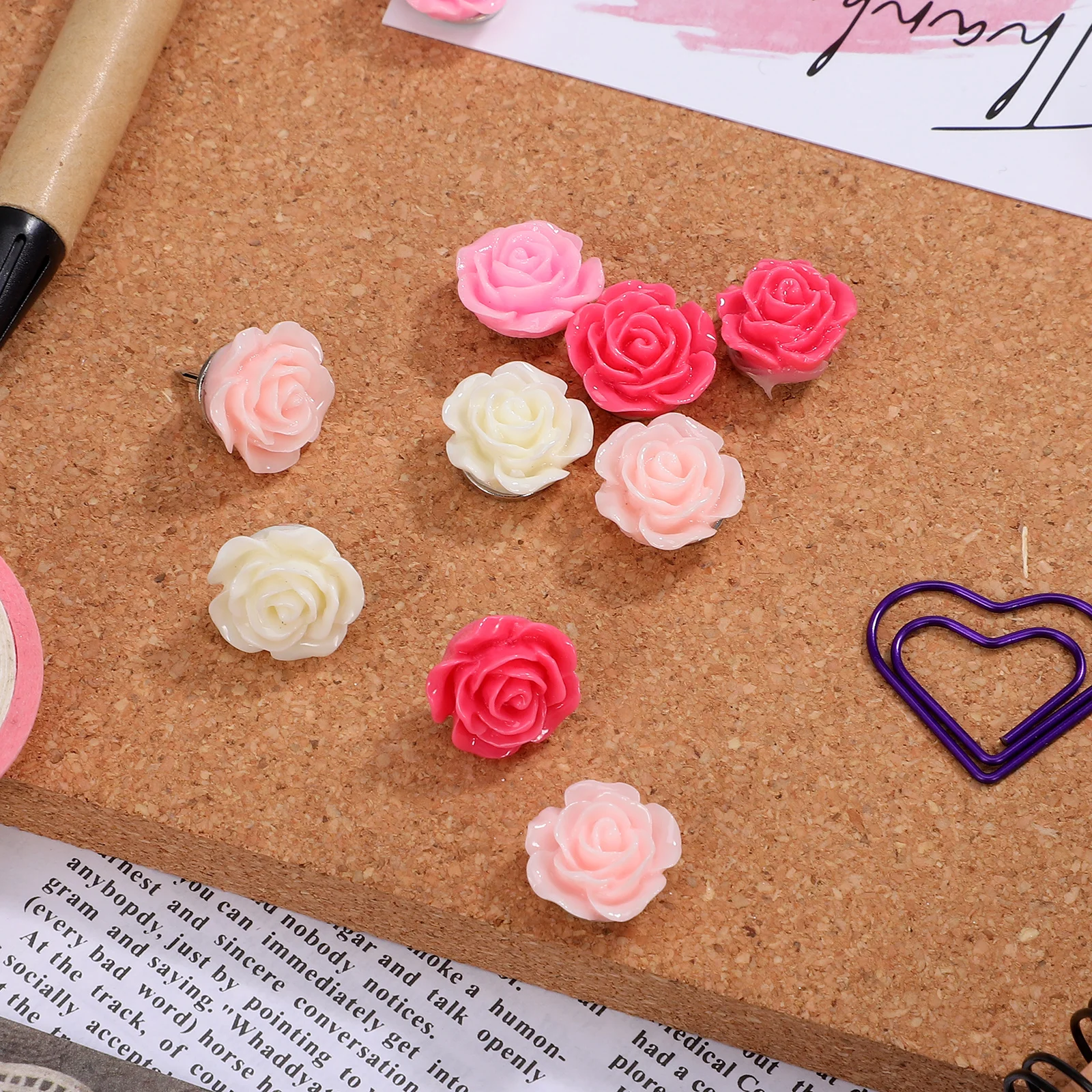 

Cute Push Pins Resin Rose Thumbtack Bulletin Board The Flowers Metal Decorative Tacks