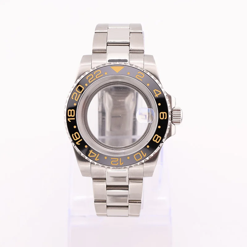 40mm GMT Bezel Insert Watch Cases Sapphire Glass Oyster Bracelet for Seiko Mods NH35 NH34 NH36 Movement Repalcement Parts