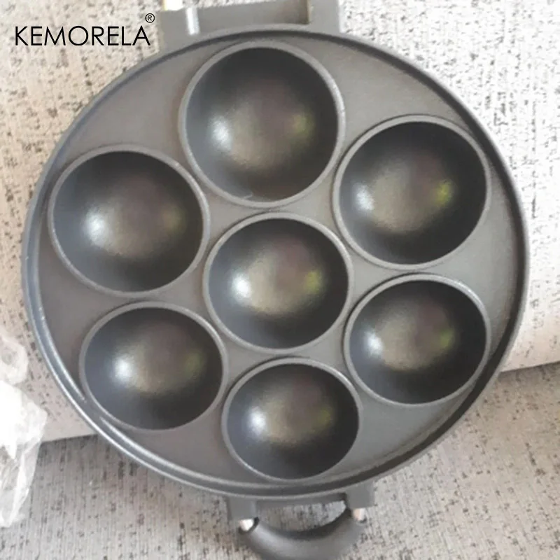 7 Hole Cooking Cake Pan Cast Iron Omelette Pan Non-Stick Cooking Pot Breakfast Egg Cooker Cake Mold Kitchen Cookware Kitchenware