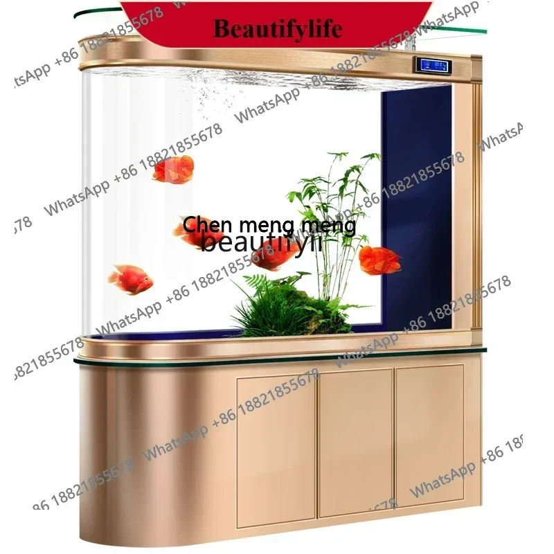 

X ss 8617 Aluminum alloy fish tank, screen partition, porch bottom filter office, large aquarium living room