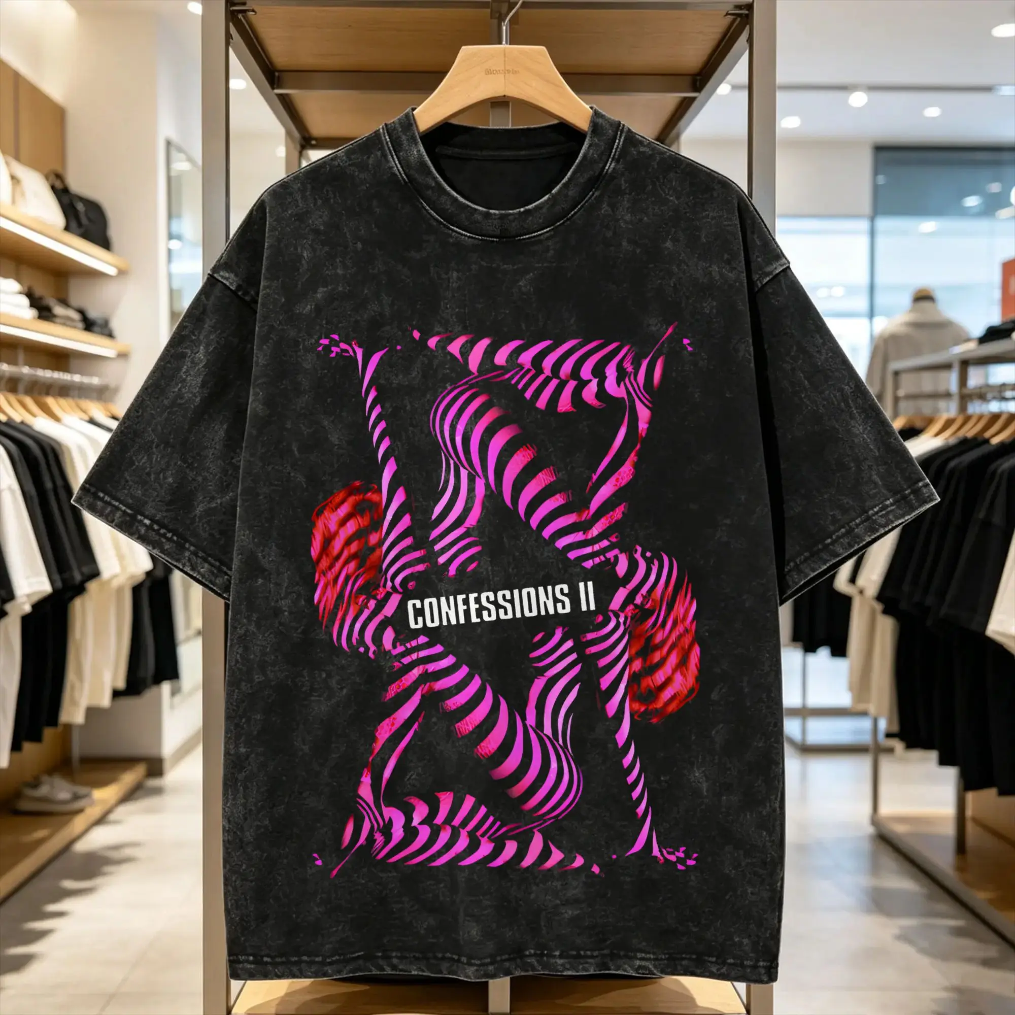 Fun Confessions Il Album Madonnas T-Shirt Men Round Collar 100% Cotton Washed T Shirts  Short Sleeve Tee Shirt Summer Clothes