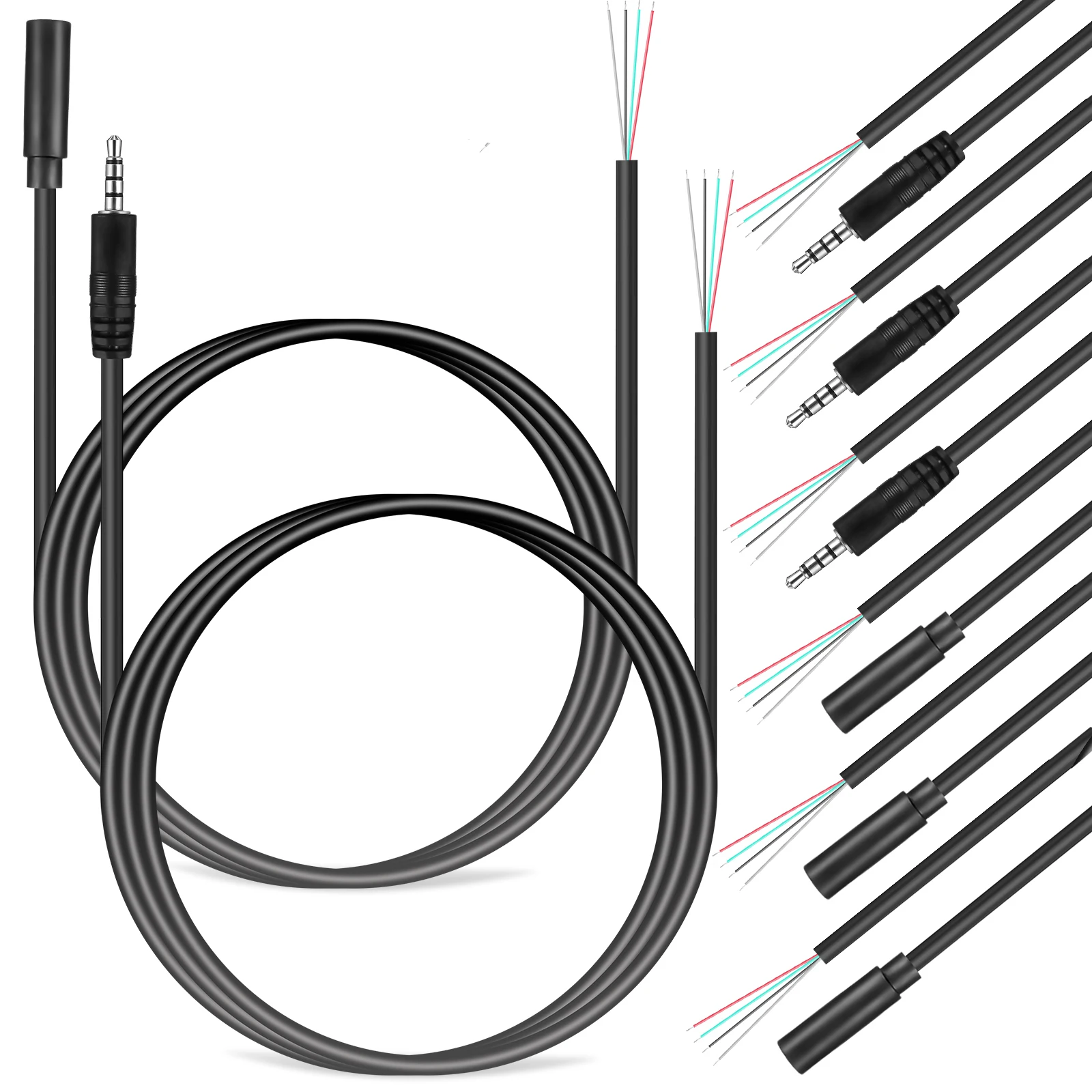 

8pcs 3.5mm Male Female Audio Cables Connector Set Replacement Stereo Speaker Cable Microphone Wire For Smartphone Tablet