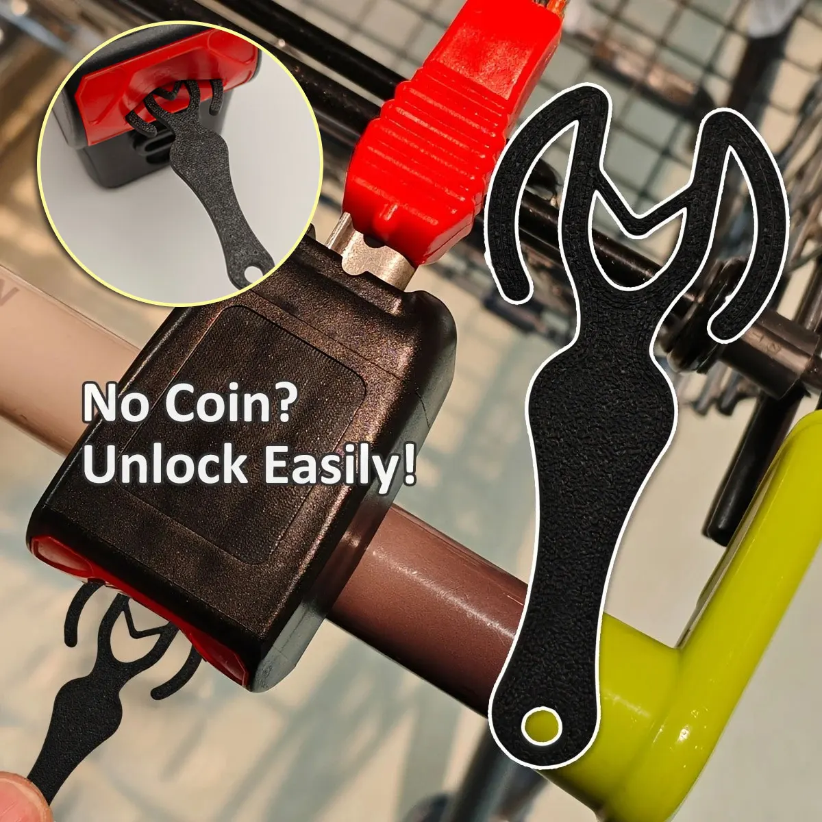 1/3/6/10pcs Plastic Shopping Cart Portable UnlockerReusable Supermarket Trolley Release Unlocking Tool Compact Sturdy Novelty