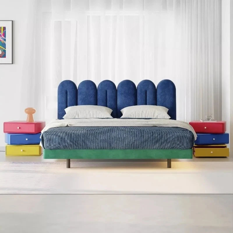 

Modern Simple Light Luxury Bedroom Home Technology Fleece Double Storage Bed