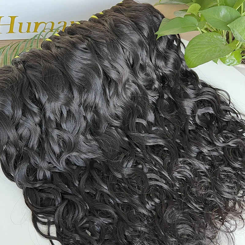 حزم شعر بشري مموج طبيعي شعر مجعد 15A شعر مموج مائي خام 100% عروض حزم موجة عميقة فضفاضة غير معالجة
