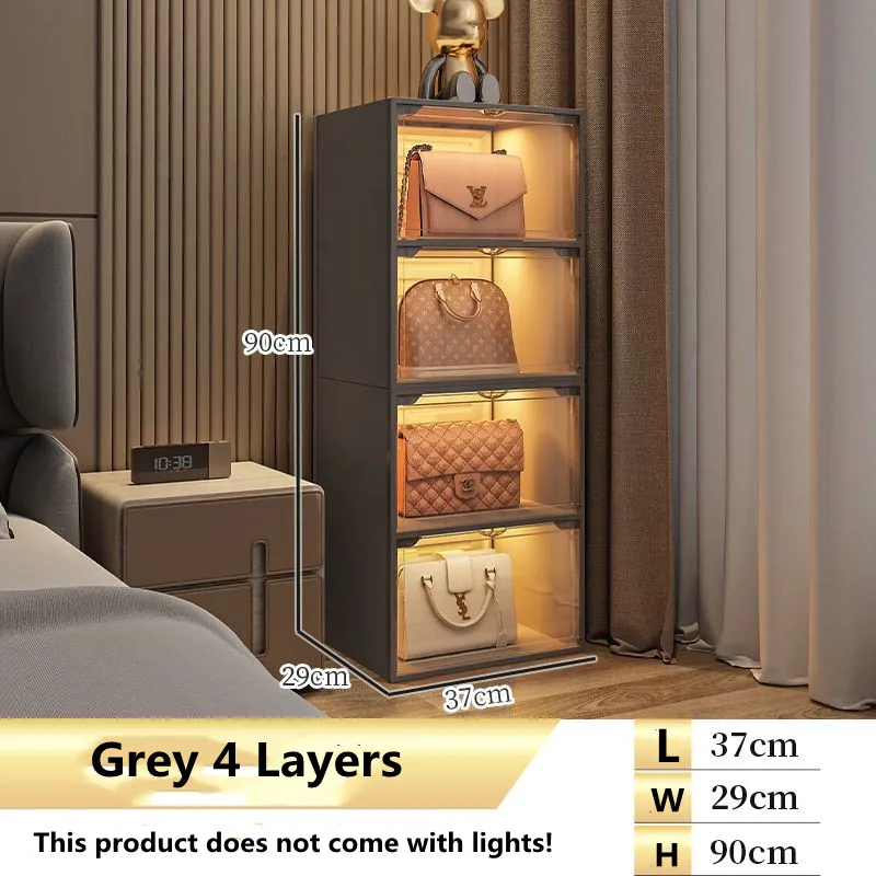 4 Layers Light Luxury Bag Storage Box Household Dustproof Transparent Luxury Doll Sundries Display Cabinet Boots Shoes Cabinet