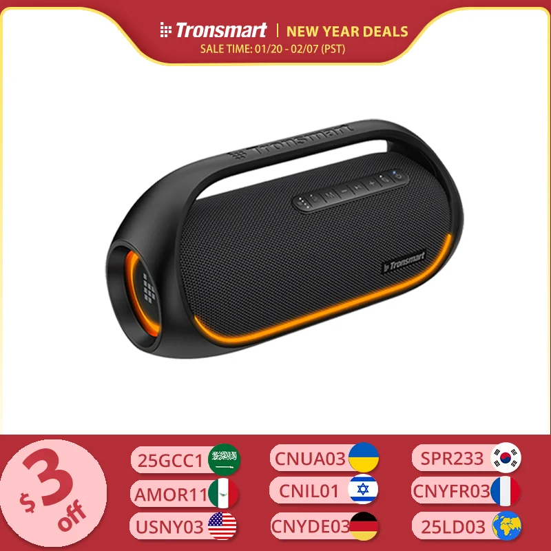 Tronsmart Bang Speaker 60W Bluetooth Speaker with Lossless Hi-Res Audio, Heavy Bass, App Control, Portable Handle, for Party