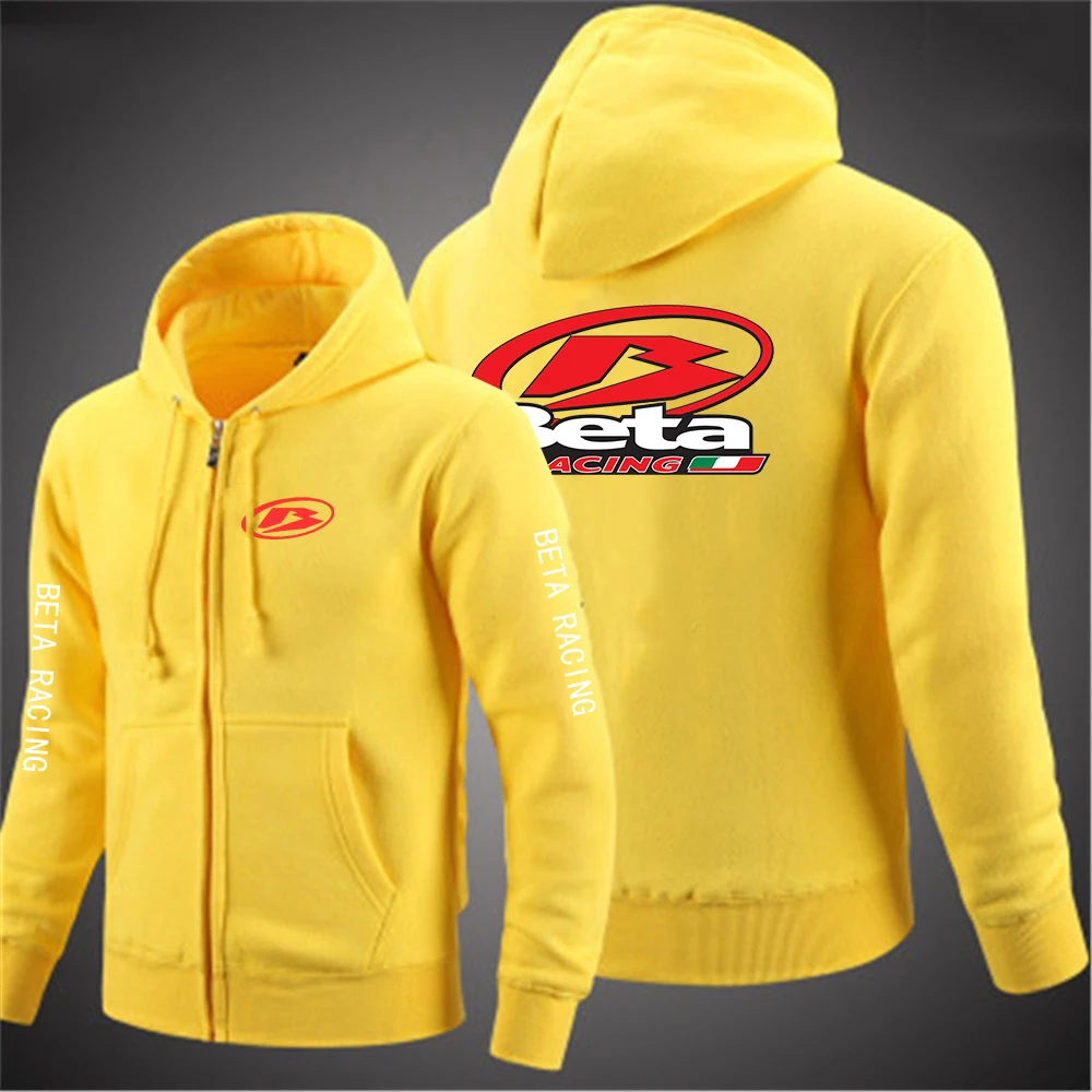 2023 New Men\'s Autumn Beta Racing Motocross Motorcycle Logo Print Casual High Quality Cotton Fashion Zipper Solid Color Hoodies