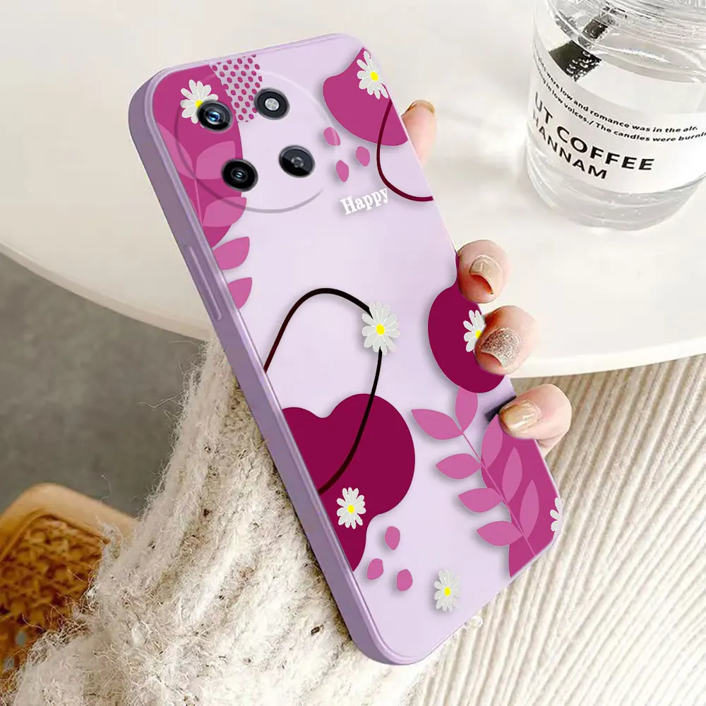 Pretty Purple Flowers Cover Phone Case For OPPO Realme 11 10 9 9I 8 8I 7 7I 6 5 PRO PLUS 4G 5G Colour Silicone Case Funda Shell 