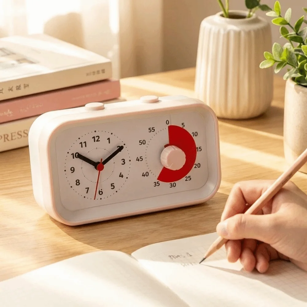 Dual Screen Dual Screen Visual Timer Self-discipline 60 Minute Countdown Time Manager Alarm Clock Silent Battery Operated