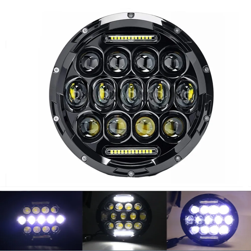 7 Inch Led Auto Koplamp Motorfiets LED Koplamp DRL Angel Eyes voor Harley Honda Yamaha Jeep Lada Niva Stedelijke Auto H4 koplamp
