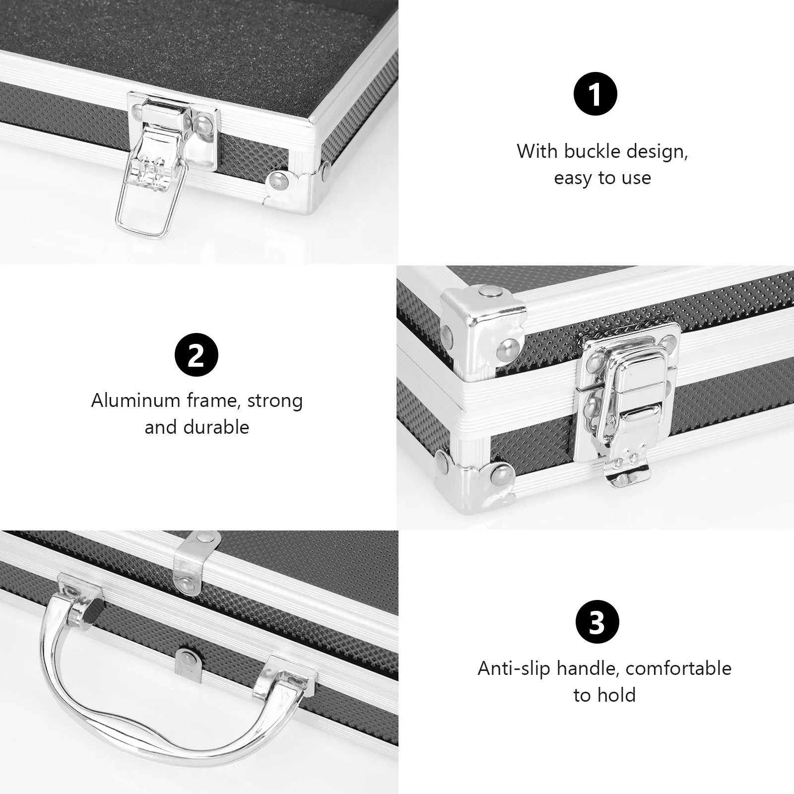 صندوق تخزين الأدوات متعدد الوظائف، علبة من سبائك الألومنيوم المحمولة مع مقبض معزز وإبزيم للإغلاق بسعة كبيرة للمنزل