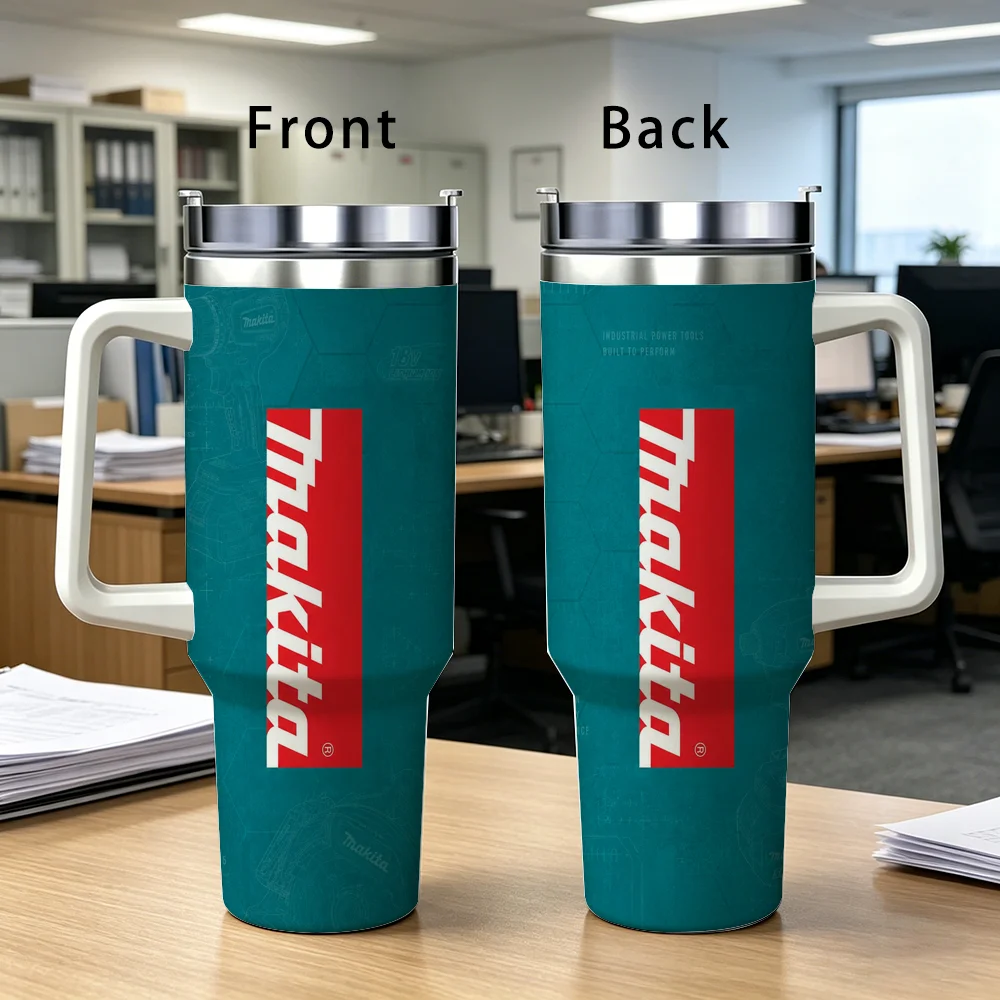 Logo M-Makitas Tool Vacuum Flasks 40oz Stainless Steel Insulated Tumbler with Handle Straw