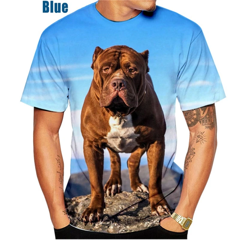 Funny Pitbull Dog 3D Printed T-shirt Men Women O-Neck Short Sleeve Tee Clothing Kid Oversized Harajuku Animal Print T Shirt Tops