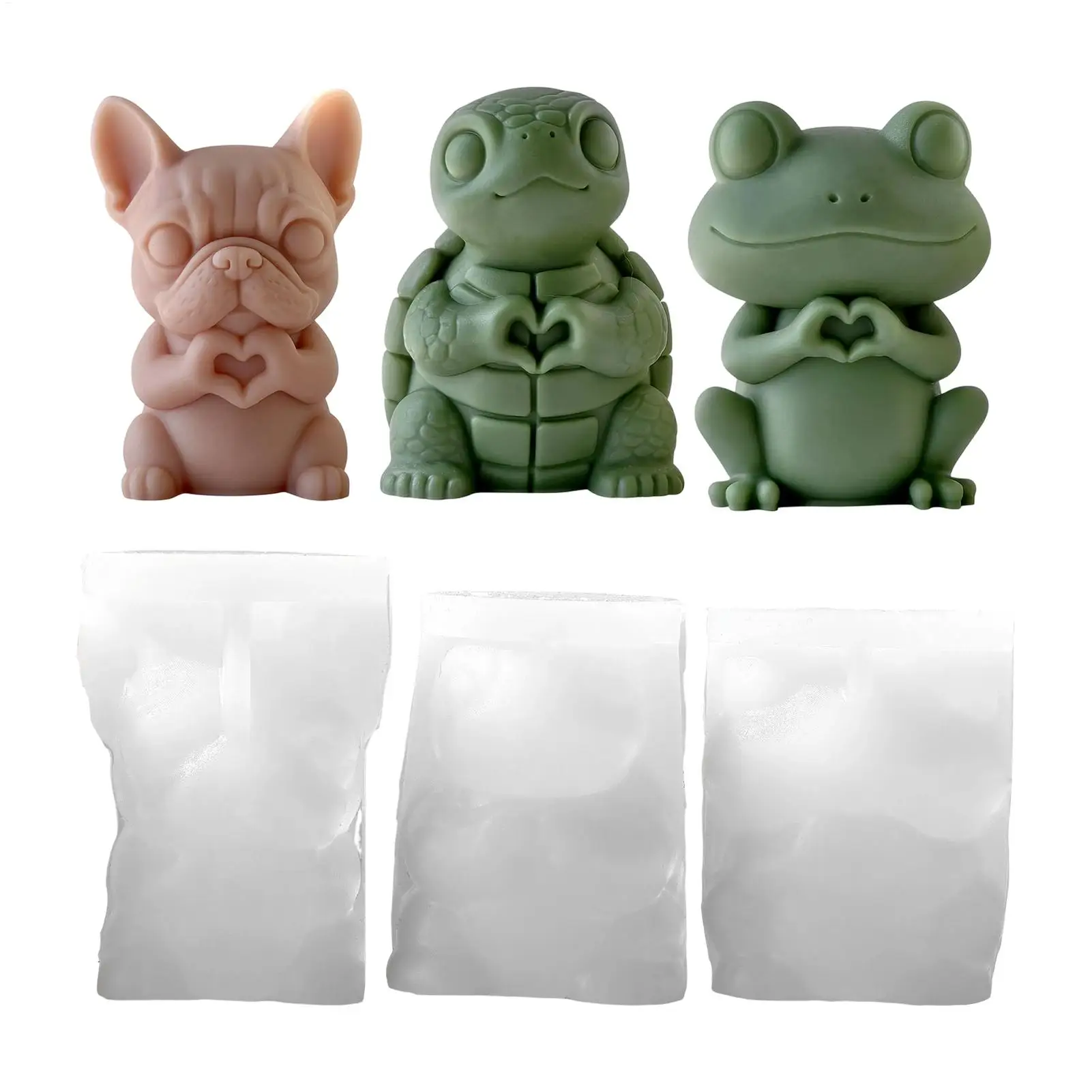 Silikon-Kerzenform Cartoon-Tier Hund Silikon-Kerzenform Tierform Frosch Gips-Handwerksformen DIY Kerzenherstellungszubehör