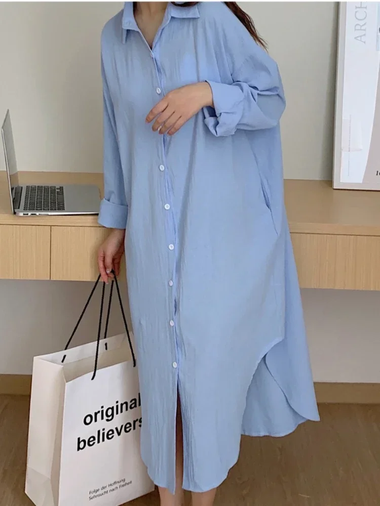 S-2XL Summer Shirt Dress Evening Vintage Dress Party Oversize Long Cotton Beach Women Dresses Robe Vestido Vestidos Para Mujer