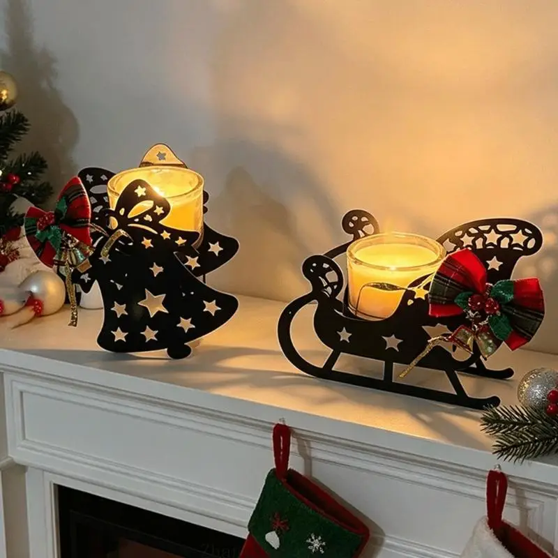 Handgefertigte Metall-Kerzenhalter, Weihnachtskerzenhalter, Kerzenhalter, festliche Tischdekoration für die festliche Jahreszeit – Detail 5