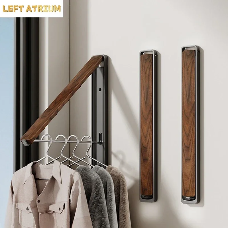 Punch-free Wall Mounted Foldable Clothes Drying Rack Space Aluminum Hidden Laundry Hanger for Balcony Indoor Window Sill Use