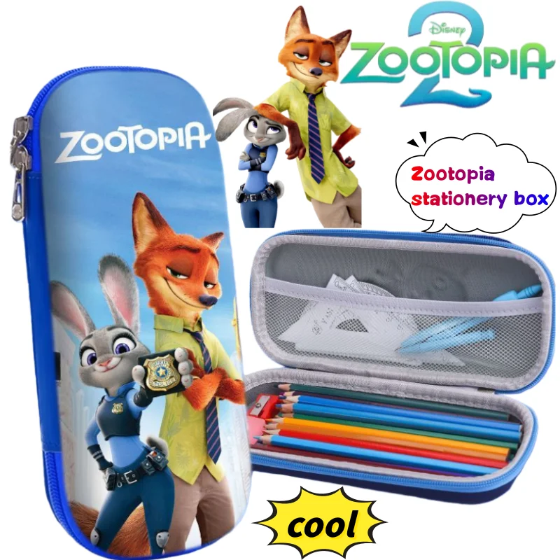 

Zootopia Judy Hopps Nick Коробка для канцелярских принадлежностей Высокая цветовая цена с мультяшным принтом Большая емкость Портативное водонепроницаемое хранилище канцелярских принадлежностей