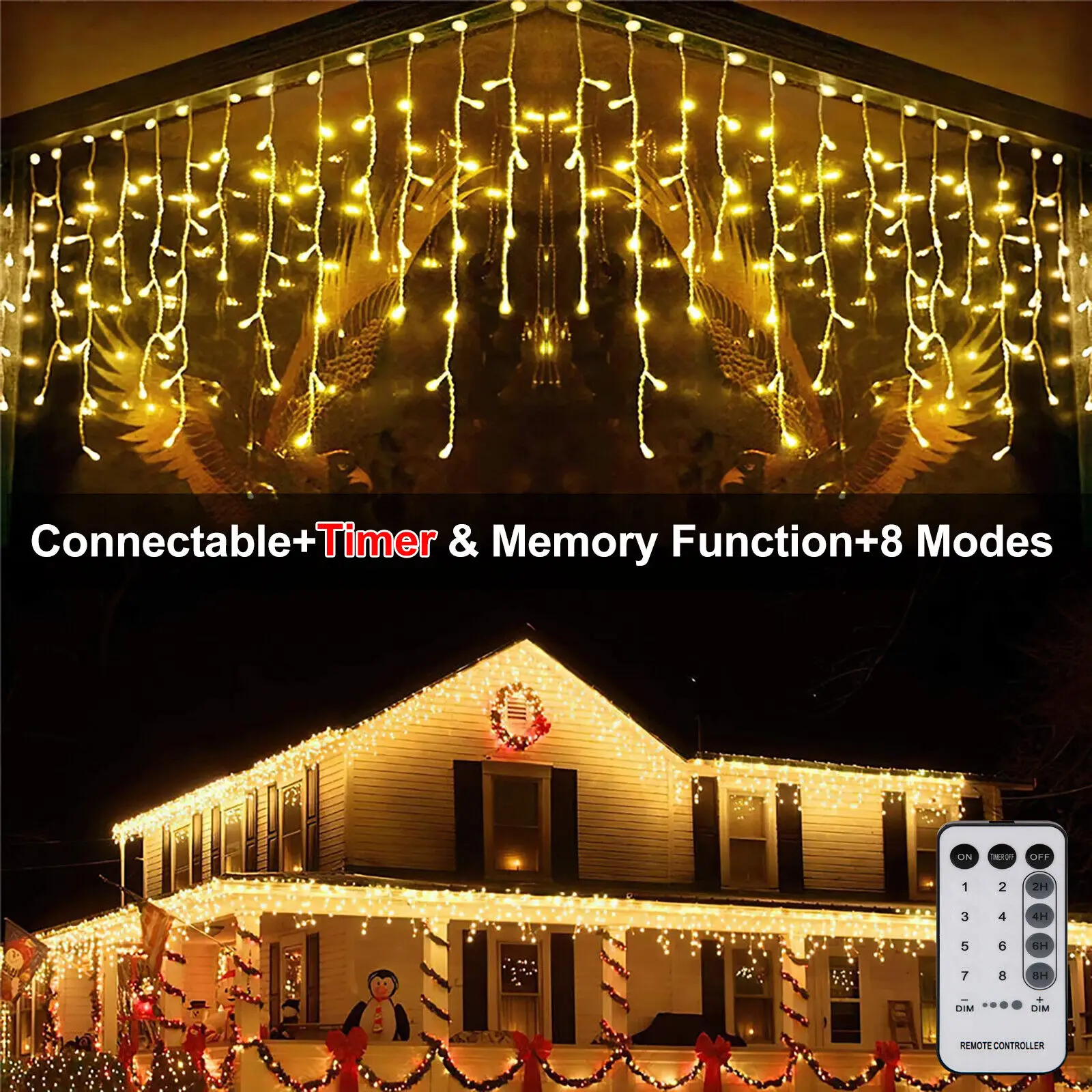 

Christmas Lights 96 LED 4 M Connectable 8 Modes Plug in Waterproof Fairy Lights with Timer White String Lights