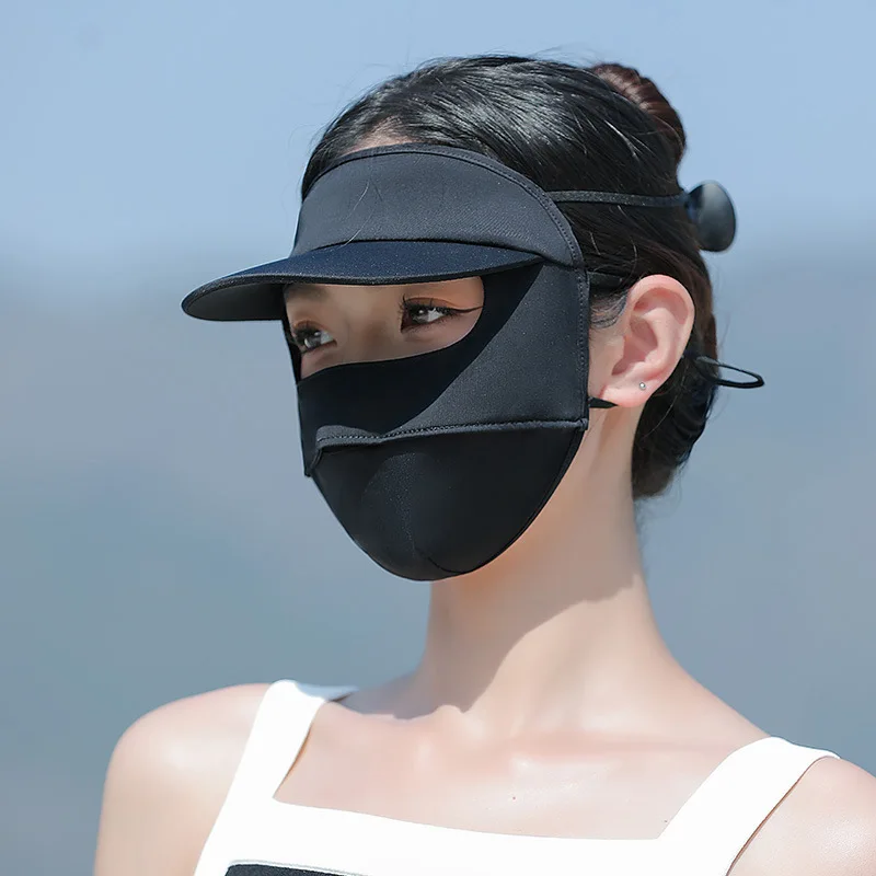 Quick Drying Women Sun Protection Ice Silk Full Face Mask Outdoor Cycling Breathable UV Proof 3D Face Cover Visor Masks One Pcs