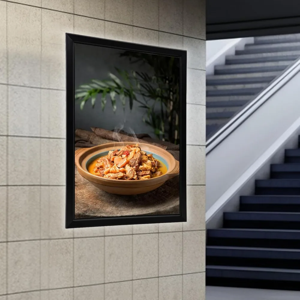 33x24 Inch LED Movie Poster Frame Slim Snap Aluminum Alloy LED Light Box Wall Mounted Modern Art Picture Display Sign Holder