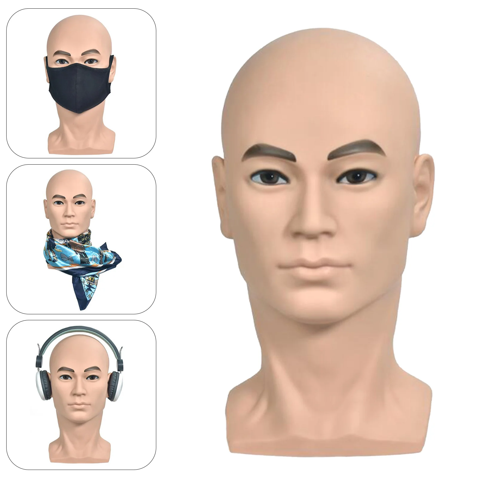 Masculino careca manequim cabeça para fazer perucas, boneca cosmetologia profissional, perucas display, óculos, chapéus, bonés e muito mais, masculino