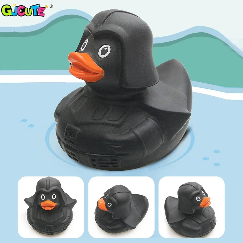 Black Rubber Duck Dashboard Decorations Ornament Cute Duck Cool Gentleman Hat Swim Ring giocattolo da bagno per bambini