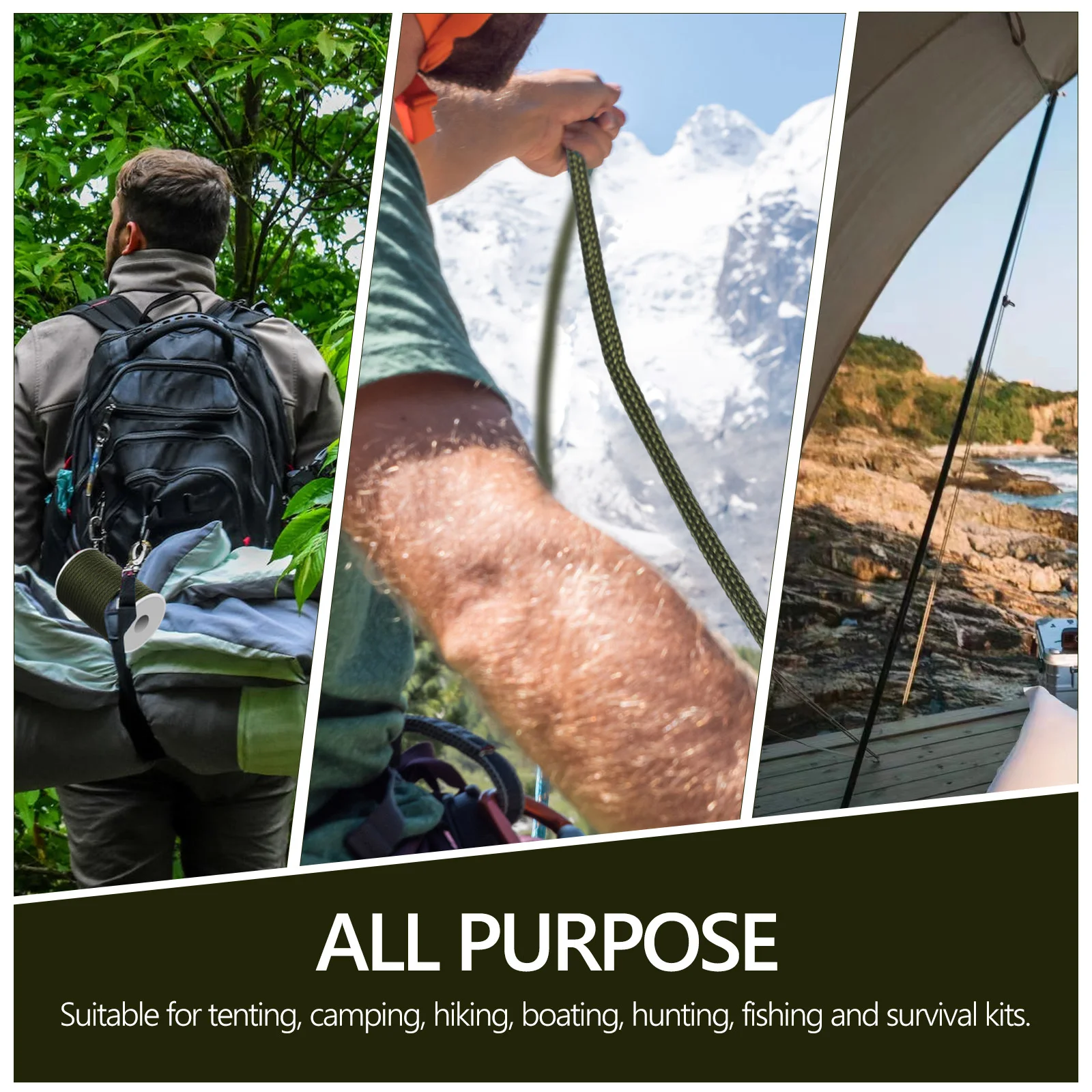 

2Pcs Para Cord Heavy Duty Camping Ropes Outdoor Tent Cords Multipurpose Hiking Ropes Canopy Portable Safety Cord