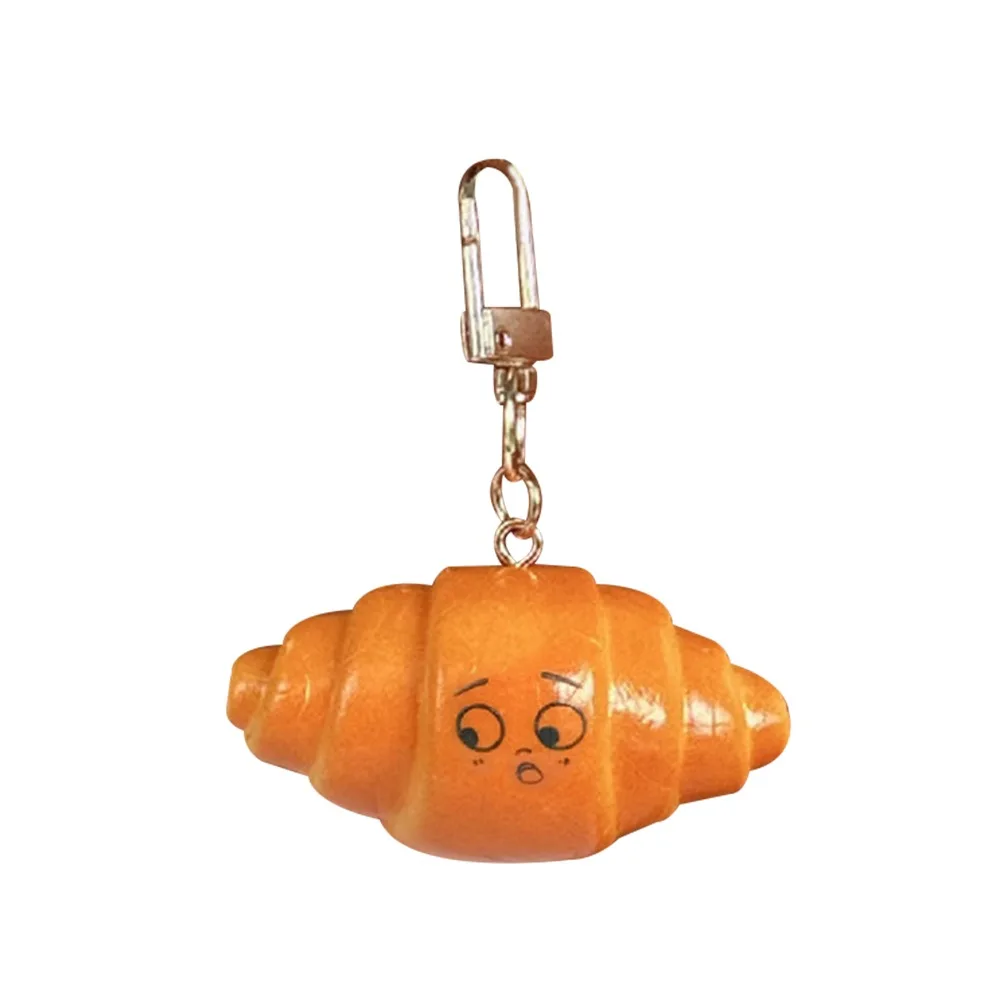 PVC Simulated Food Keychain Alkaline Water Hand Croissant Model Bag Pendant Handmade Simulated Food Croissant Keychain
