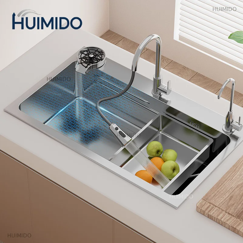 304 Stainless Steel Kitchen Sink With Faucet Single Bowl Basin Workstation Topmount Silvery Sink With Cup Washer
