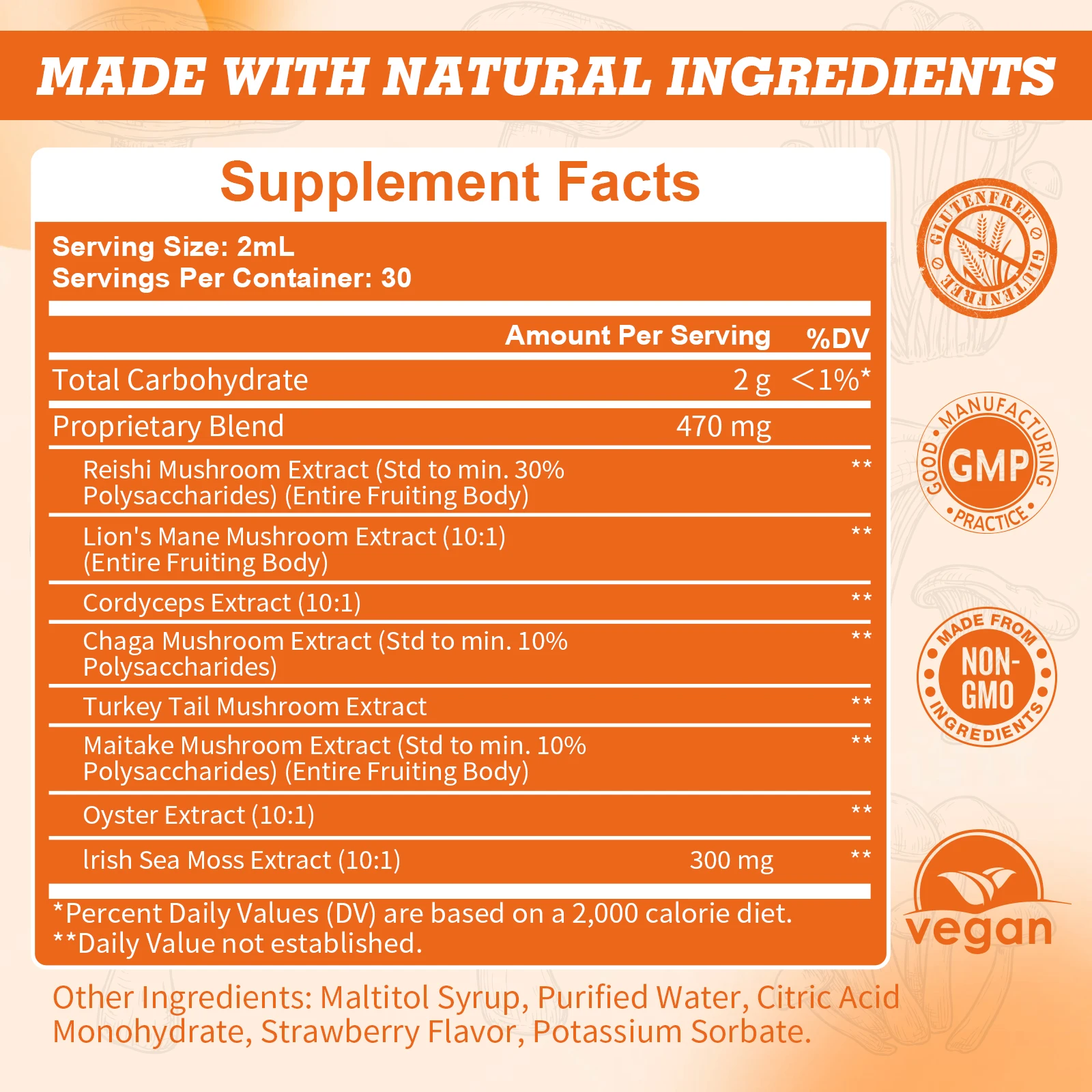 GPGP GreenPeople 60 مل قطرات طحالب البحر والفطر العضوية تدعم صحة الدماغ والعصبي، زيادة الذاكرة، وتحسين التركيز #2