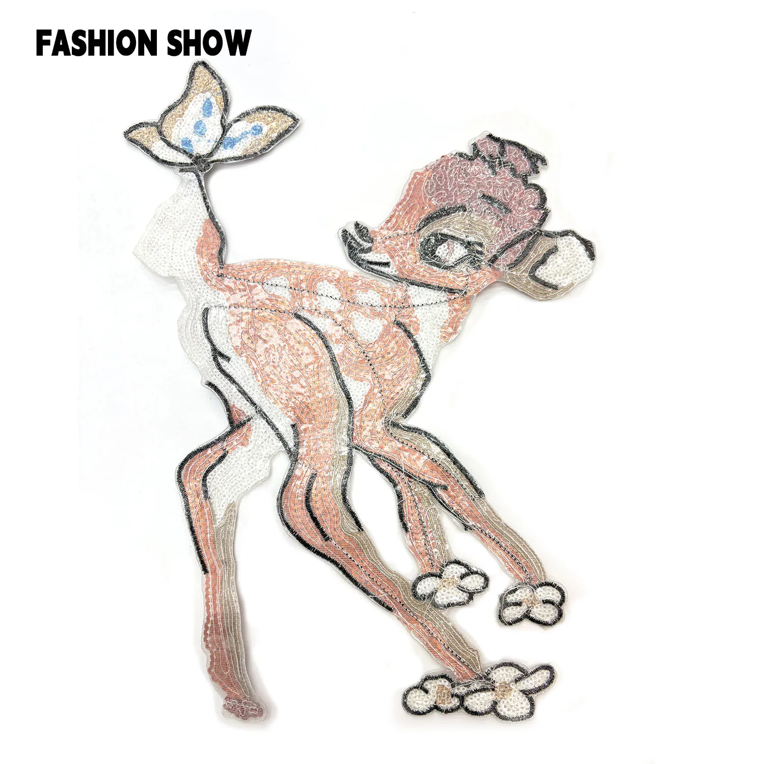 Sequin Embroidery Patch Deer, Iron-On or Hand-Sewn, Clothing Accessories, DIY Decorative Patch, Sweatshirt, T-Shirt, Hat Repair