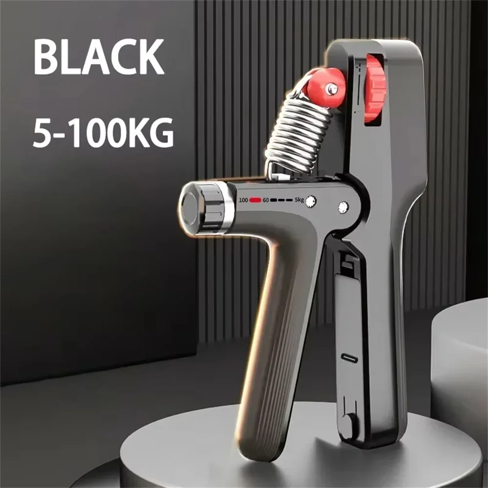 مقوي قبضة اليد القابل للتعديل 5-100 كجم - عداد تلقائي، زنبرك فولاذي قابل لإعادة الشحن عبر USB لمنشئ قوة الساعد والمعصم #1
