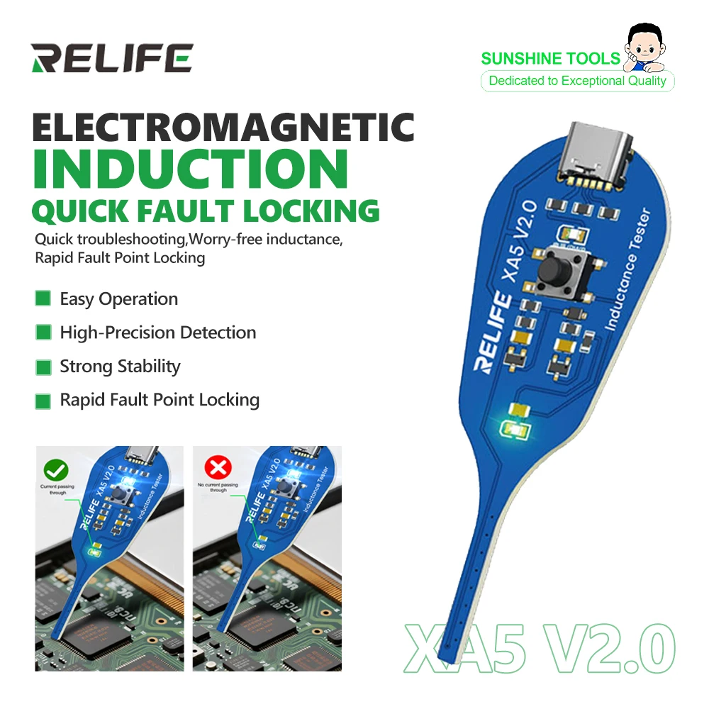 RELIFE XA5 V2.0 Electromagnetic Induction Tester for Smartphone Repair Mainboard PCB Chip Inductor Testing Fault Diagnosis Tools