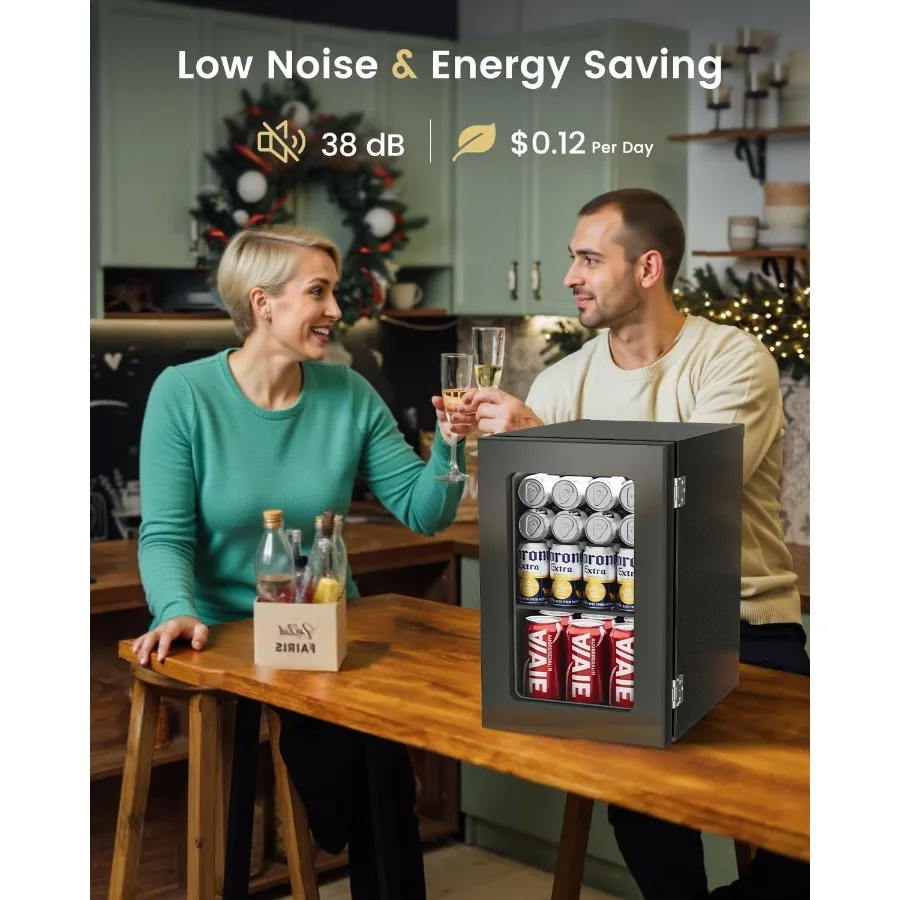 ثلاجة تبريد المشروبات - ثلاجة مشروبات صغيرة 24 علبة مع تحكم في درجة الحرارة لمشروب مياه الصودا والبيرة وسيلا النبيذ الصغيرة #2