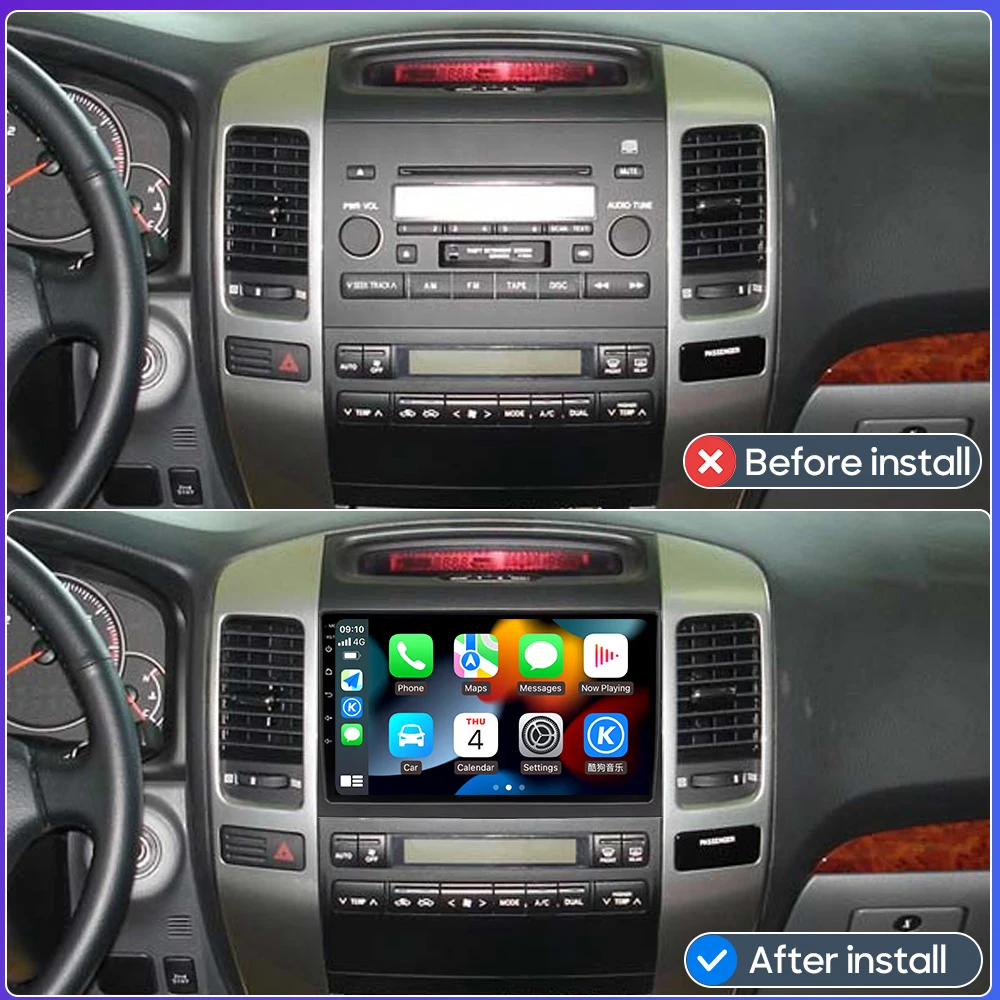 For Toyota Land Cruiser Prado 120 3 III For Lexus GX470 GX 470 J120 2002 - 2009 Car Multimedia Player Android Carplay Navigation