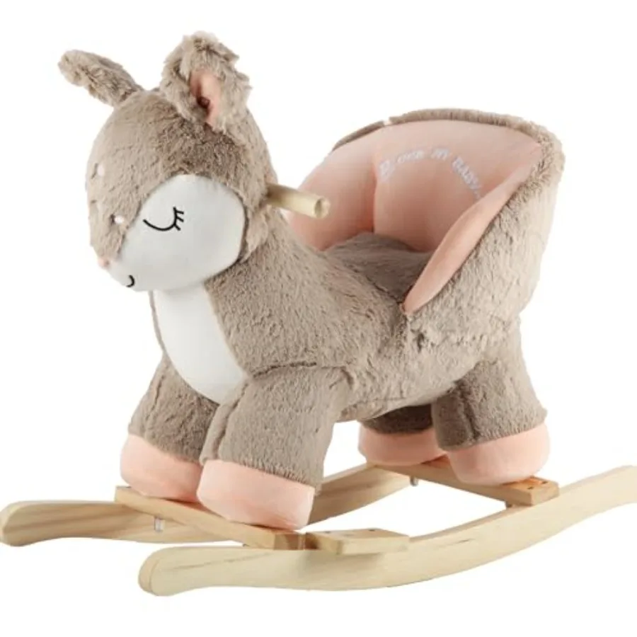 

Rock My Baby Rocking Horse Deer with Chair Plush Stuffed Animal Rocker for Toddlers 1-3 Baby Rocker with Sweet Music Animal Rid