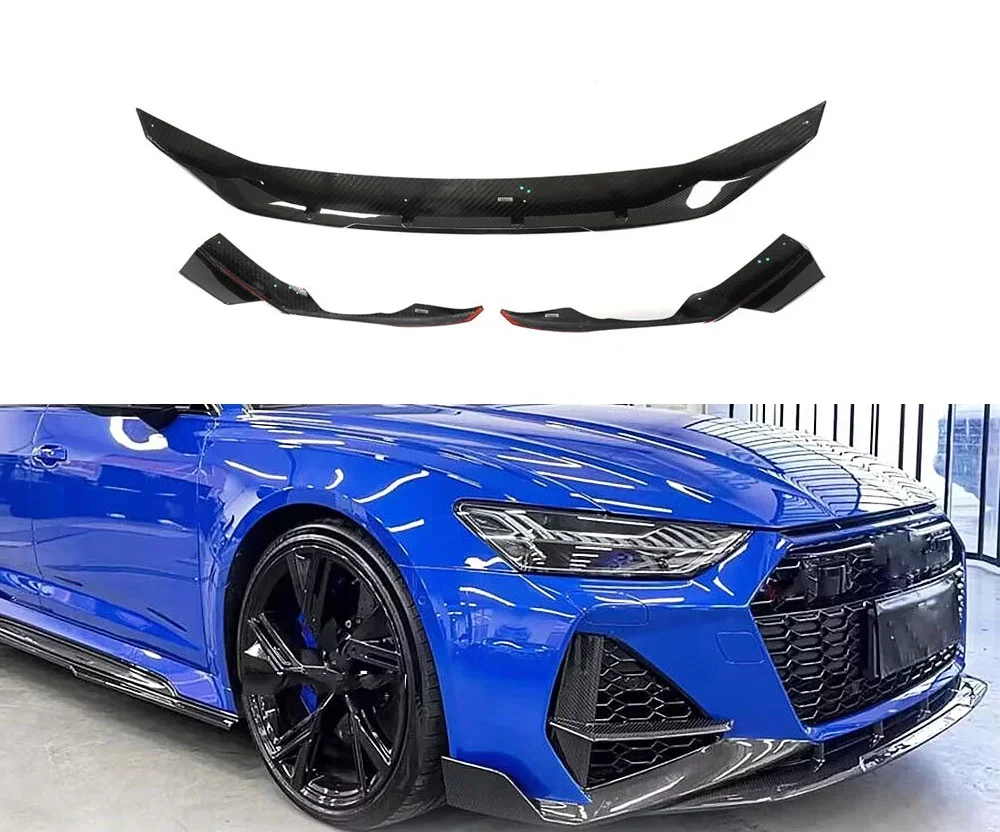 Dry Carbon Fiber RS6 Front Splitters Lip for Audi RS6 A6 C8 Avant Wagon 4-Door 2019- 2021 front lip