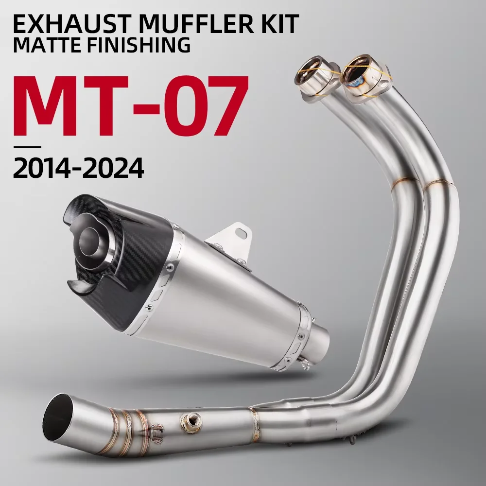 

Slip On For Yamaha FZ07 MT07 2014-2024 Motorcycle Full System Exhaust Escape Front Link Pipe Carbon Tip Muffler with DB Killer