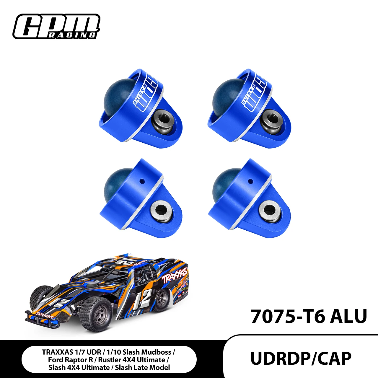 

GPM 7075 Alloy Shock Caps For TRAXXAS 1/7 UDR,1/10 Slash Mudboss,Ford Raptor R