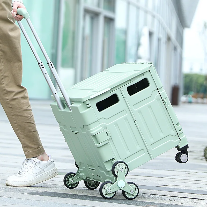 Outdoor Foldable Camping Wagon Hand Pulled Portable Camp Cart Picnic Groceries Outdoor Camping Trolley Shopping Trolley