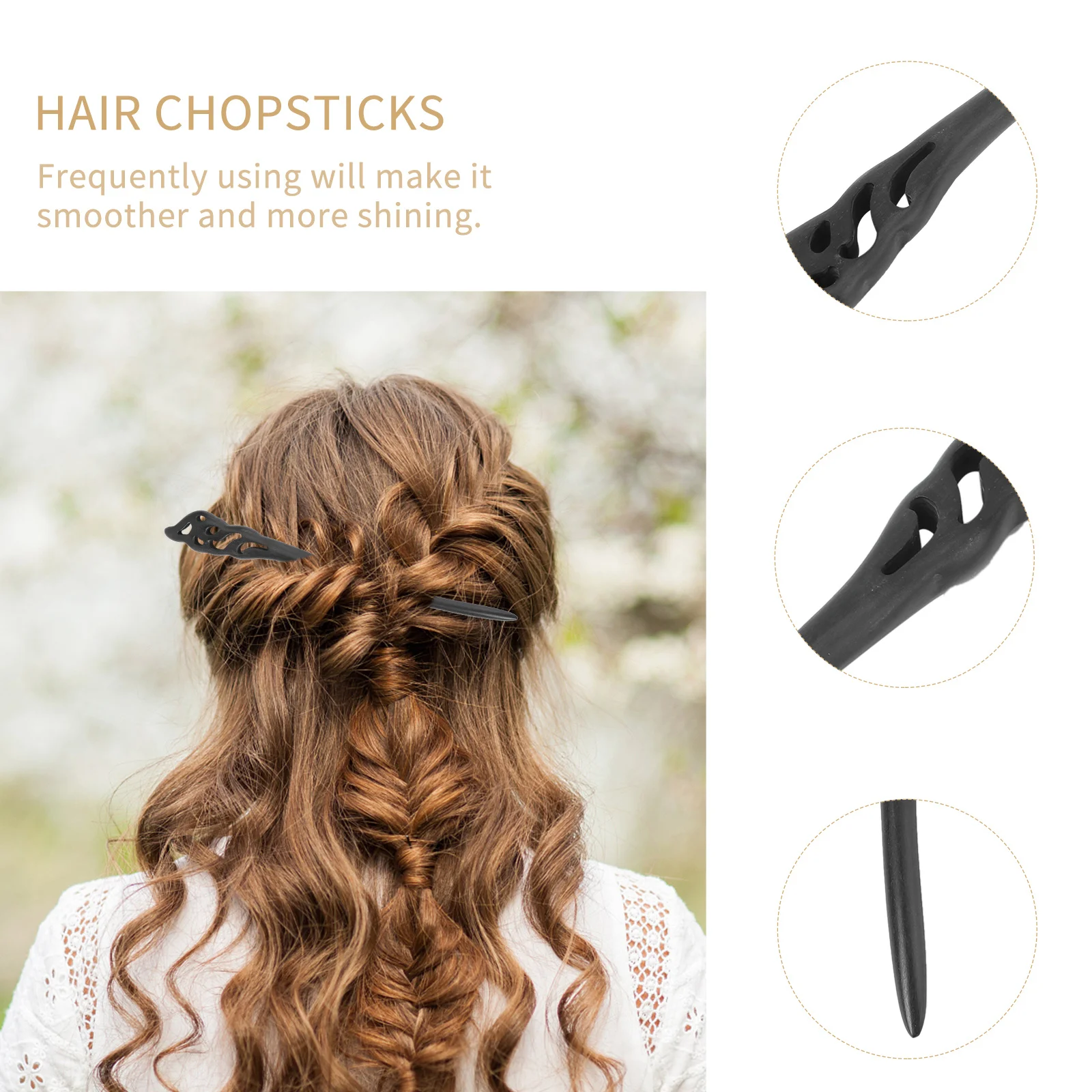 

Black Ebony Wood Hair Chopsticks Vintage Chignon Hairpin Smooth Polished Natural Fragrance Decorative Hair Stick For Women