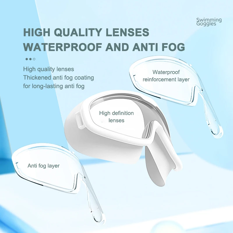 Children's Goggles Boys' Waterproof Anti-fog HD Swimming Glasses Girls' Big Box Swimming Goggles Set Kids