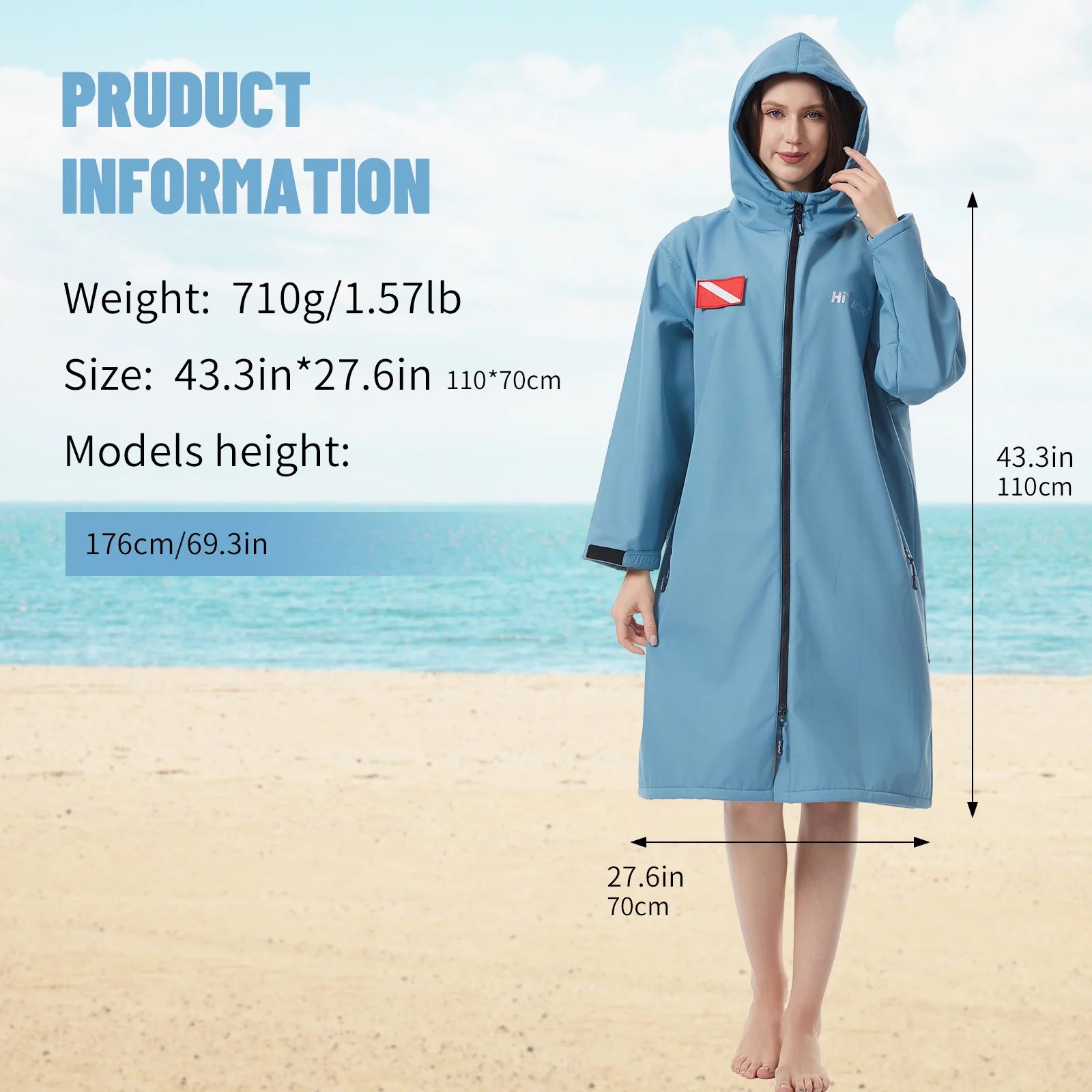 Hiturbo كم طويل مقنع مقاوم للماء كيب تغيير الرأس يندبروف سريعة الجافة السباحة تصفح تسلق الرأس الدافئ سريع الجفاف