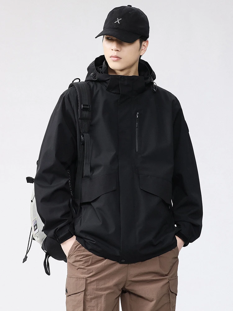 

Men's Outdoor Waterproof Jaet Autumn New Sle Hooded Climbing Coat Spring Autumn Model Polyester Fiber Long Sve Stan...