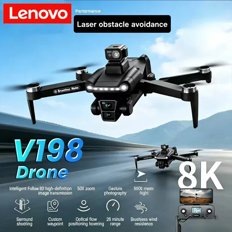 

Lenovo 2026 New V198 GPS Drone 8K HD Professional FPV Brushless Obstacle Avoidance Foldable Mini Aerial Photography Quadcopter