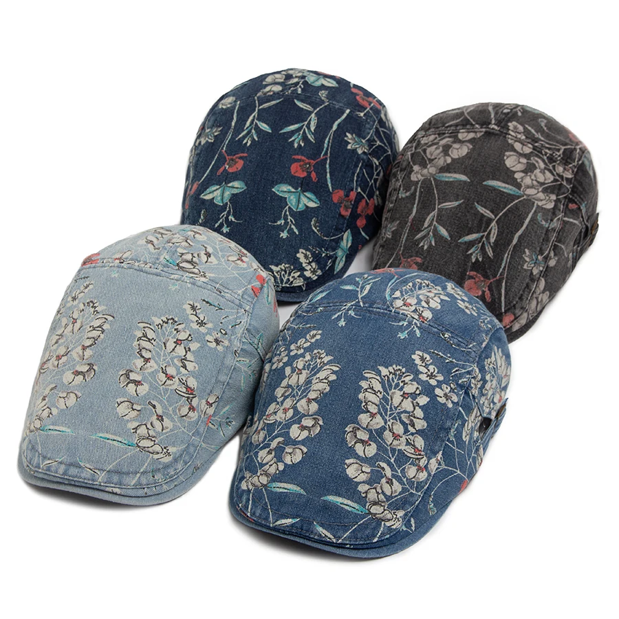 New Vintage Print Denim Beret - Vintage Fashion Nz 评论和价格